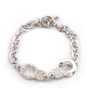 New Silver Rhinestone Handcuff Bracelet